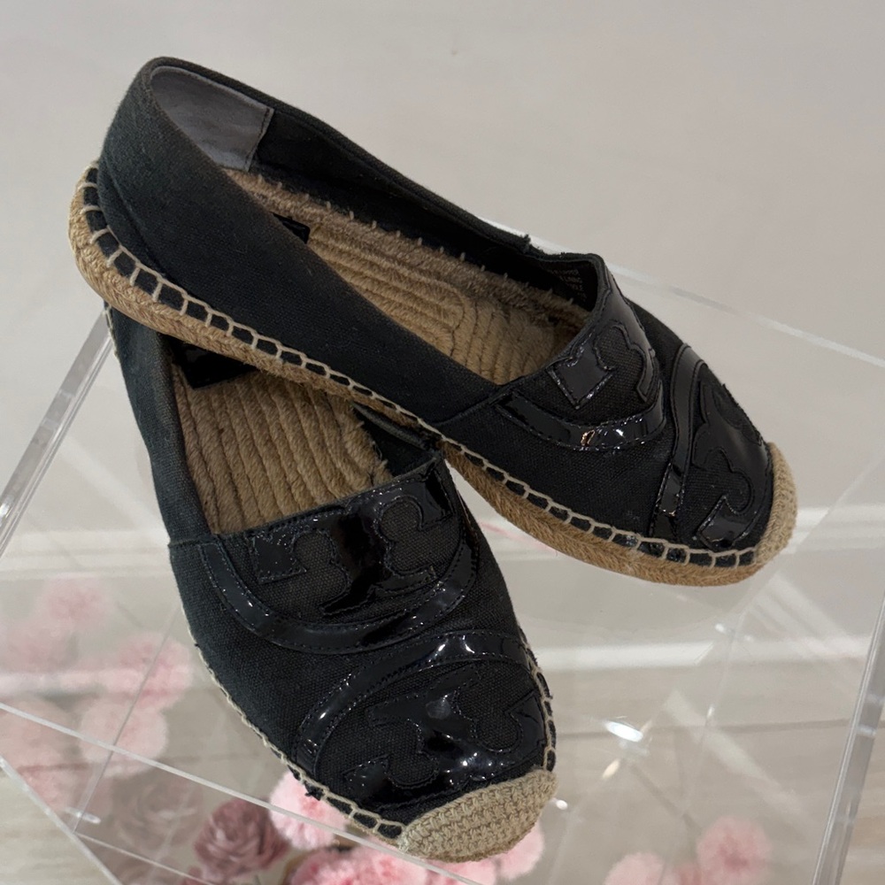 Tory Burch Black Espadrille Slip-On Flats